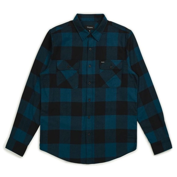 🔥 2/$50🔥BRIXTON BOWERY LONG SLEEVE FLANNEL SHIRT BLACK TEAL XL - Picture 1 of 4